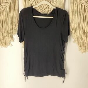 forty four fifty Scoop Neck Lace Up biker T-Shirt